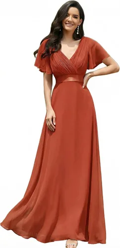 Vista 44 de Ever-Pretty Vestidos formales de mujer para madre de la novia, de manga corta, de chifón, con cintura imperio, de largo hasta el suelo, para dama