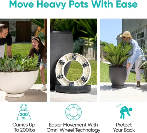 Vista 11 de Omnia Plant Glider: Organizador para plantas, 11.8 pulgadas, capacidad de 200 libras, carbón
