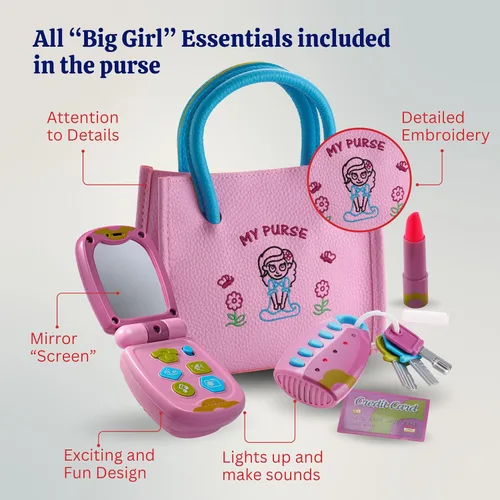Vista 3 de Dress-Up-America Bolso para Niños Pequeños - Bolso de Juego de Simulación para Niños - Juguetes de Juego de Simulación para Niñas Pequeñas Edades