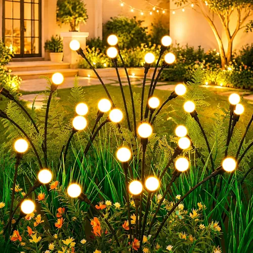 Vista 10 de Luces solares para exteriores (2 paquetes - 16 LED), luces solares para jardín ASMAD, decoraciones al aire libre, luz de luciérnaga para decoración