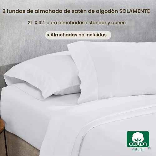 Vista 3 de Fundas de almohada de algodón de 400 hilos 01 - Blanco