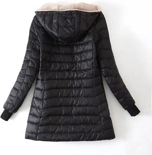 Vista 7 de Gamivast Chaqueta larga acolchada para mujer, talla grande, abrigo de algodón, ligero, con capucha, chaqueta de invierno