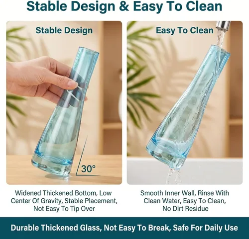 Vista 5 de Jarrones de cristal hechos a mano, florero de flores transparentes, jarrones de tallo único, botellas decorativas, centro de mesa para decoración
