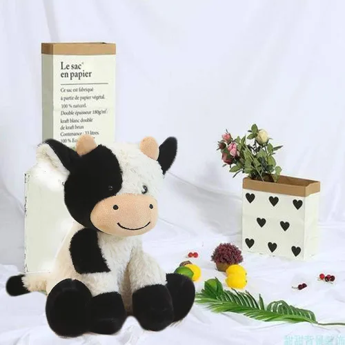 Vista 2 de Animales de peluche de vaca de 9 pulgadas, peluche de vaca suave para niños