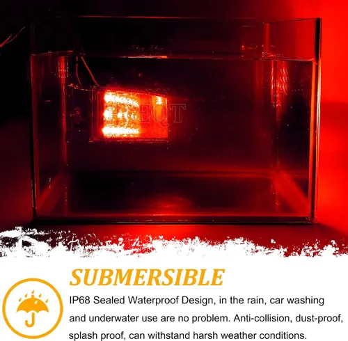 Vista 3 de PSEQT Luces de marcador rectangulares de 6 pulgadas, luces LED rojas para remolque, impermeables, con 20 diodos y luces direccionales delanteras