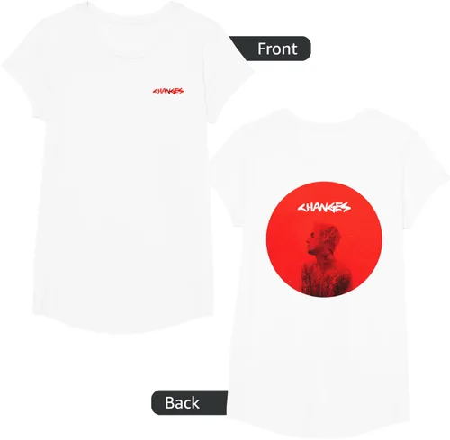 Vista 15 de Justin Bieber Red Circle Changes - Camiseta, Negro, S