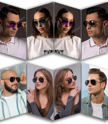 Vista 2 de AIEYEZO Gafas de sol polarizadas clásicas de aviador para hombres y mujeres, bisagra de resorte, marco de metal, protección UV400