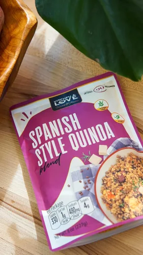 Vista 6 de Kitchen & Love Mezcla de quinua estilo español, precocida, bolsa lista para microondas, estable en estantes, sin OMG, sin gluten ni lácteos, a base
