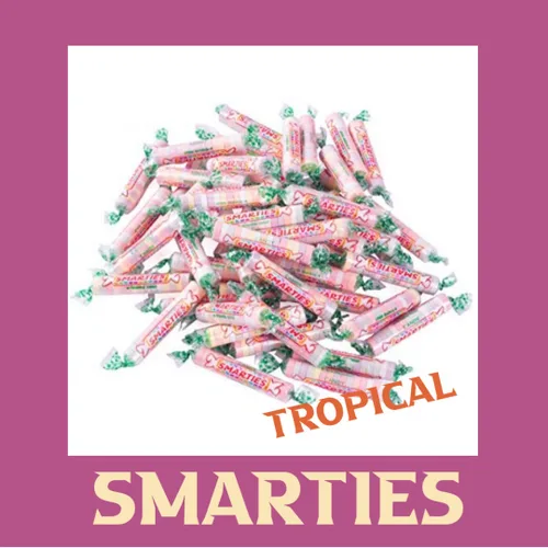 Vista 2 de Smarties - Tropical Smarties - 2 libras - Rollos de caramelos Smarties - Caramelos tropicales - Caramelos de naranja - Caramelos a granel