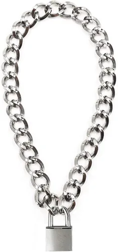 Vista 2 de LEWECEEO - Collar con candado de metal para hombre y mujer con cerradura y llave