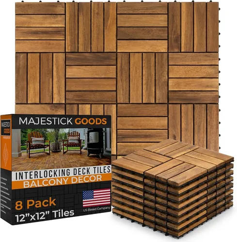 Vista 9 de Majestick Goods Paquete de 8 azulejos de madera de acacia entrelazados