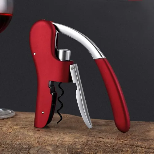 Vista 7 de KEISSCO Abridor de botellas de vino con sacacorchos de palanca vertical con cortador de papel de aluminio y espiral adicional