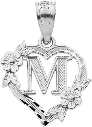 Vista 25 de Colgante de plata de ley con inicial de corazón para mujer, colgante de letra para mujer