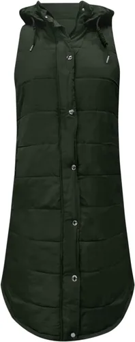 Vista 6 de Long Hooded Puffer Vest For Women Plus Size Zipper Down Jacket Coat Casual Fashion Winter Cotton Padded Long Waistcoat