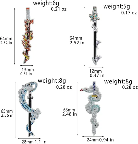 Vista 5 de Anime Demon Slaye Pins Kamado Tanjirou Tomioka Giyuu Bayonet Sword Weapon Keychains Pins for Men Women Jewelry