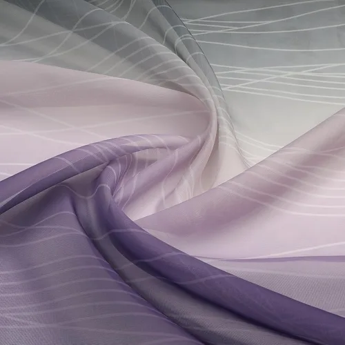 Vista 7 de Cortinas transparentes degradadas negras y moradas para sala de estar, 52 Negro y morado
