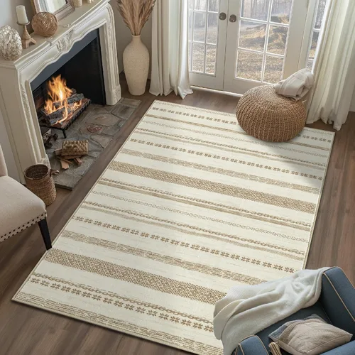 Vista 104 de jinchan - Tapete de pasillo marroquí de 2 x 6 pies con líneas, bohemio, lavable, para cocina, suave, geométrico, de lana sintética, antideslizante