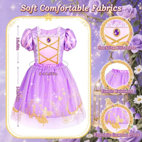 Vista 6 de Disfraces de princesa para niñas, ropa de vestir de princesa para niñas