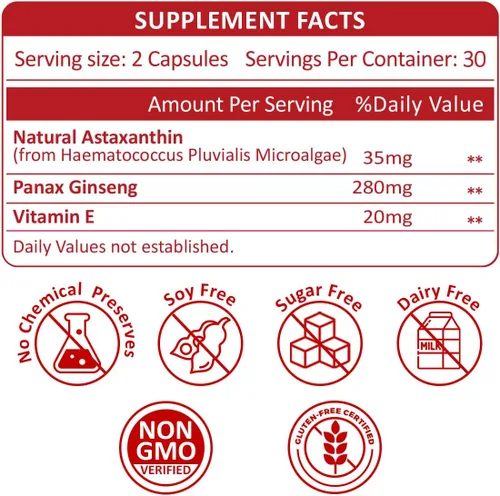 Vista 5 de Suplemento de astaxantina liposomal de 35 mg - Potente apoyo antioxidante para la salud de la piel, las articulaciones y los ojos - Fórmula natural