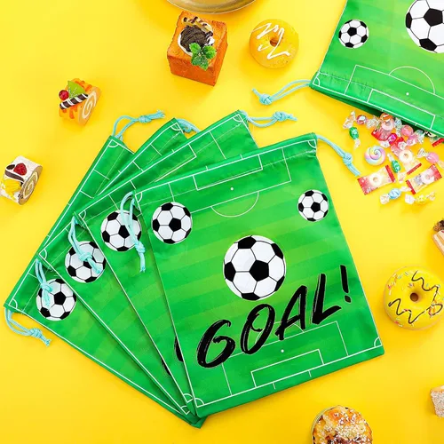 Vista 7 de Shappy Paquete de 16 bolsas de fútbol con cordón para recuerdos de fiesta, 12 x 10 pulgadas, bolsas de regalo, suministros de equipo, regalos