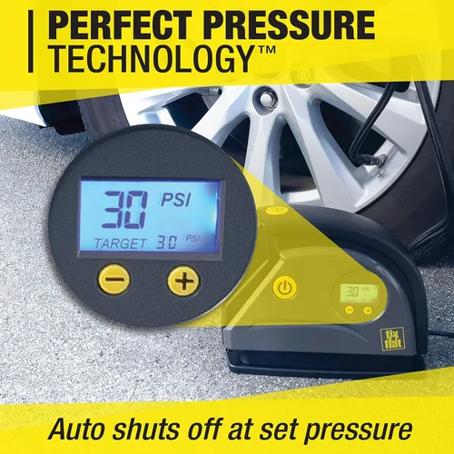 Vista 5 de Fix-a-Flat Inflador de neumáticos S40074, compresor de aire portátil para automóvil, apagado automático Inflate Right, con pantalla digital de 99
