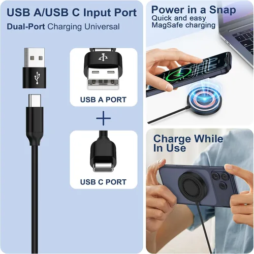 Vista 3 de Cargador inalámbrico Magsafe Cargador magnético para teléfono Android