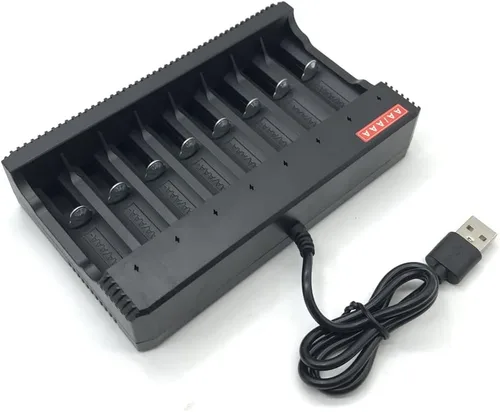Vista 5 de Cargador de batería USB AA/AAA No. 5 No. 7 1.2V Níquel-metal hidruro de níquel-cadmio Batería de ocho ranuras Cargador inteligente Luz de giro