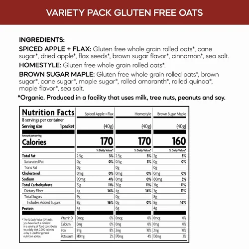Vista 2 de Nature's Path - Paquete de variedad de avena orgánica, 11.3 oz (Paquete de 6), sin gluten, sin transgénicos