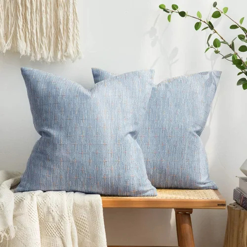 Vista 47 de MIULEE - Juego de 2 fundas de almohada decorativas de lino de arpillera, modernas, estilo campestre, rústicas, tejidas, con textura, para sofá, Gris
