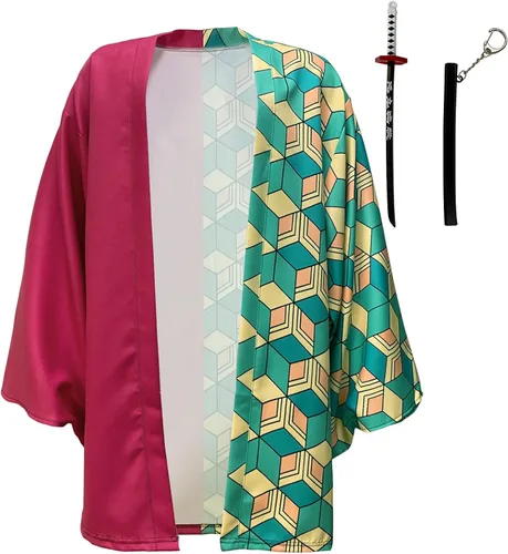 Vista 2 de TUMUSKER Tomioka Giyuu Kimono Capa Anime Cosplay Capa Disfraz de Halloween para adultos y niños (solo Cloak)