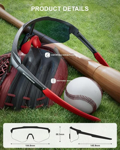 Vista 5 de Lentes de sol deportivos polarizados para hombres y mujeres, lentes UV400 de una sola pieza, para béisbol, correr, ciclismo, pesca