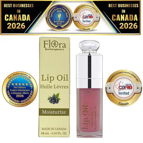 Vista 4 de ACEITE DE LABIOS FLORA BLACK CURRANT ORGÁNICO, A BASE DE PLANTAS HIDRATAR 10 ML HECHO EN CANADÁ