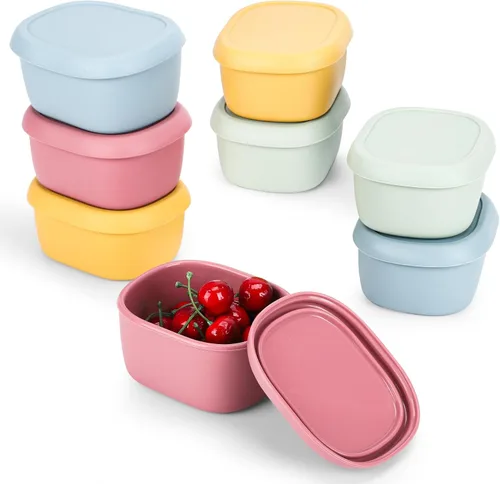Vista 9 de 4 recipientes de silicona de 7 onzas para niños, pequeños recipientes de alimentos con tapas, contenedor de frutas para el almuerzo, contenedor
