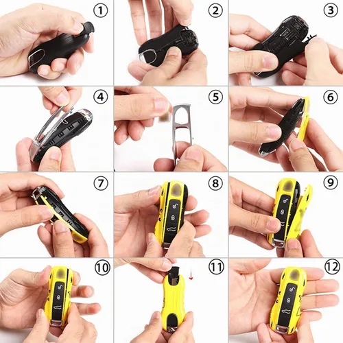 Vista 8 de Funda para llave de automóvil para Porsche Panamera 2010-2019, Cayenne 2011-2020, 911 2013-2020, Macan 2014-2019, Boxster 2013-2016, Cayman