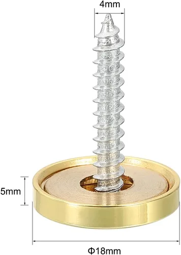 Vista 2 de uxcell Tornillos de espejo tapas decorativas cubierta clavos oro pulido 0.709 in 4pcs