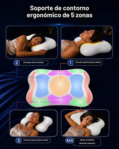 Vista 4 de Almohada cervical para dormir, almohadas de espuma viscoelástica Blanco