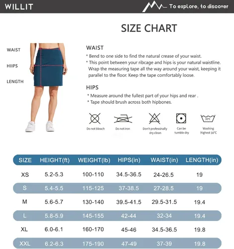 Vista 6 de Willit Falda pantalón de 19 pulgadas para mujer, falda atlética, longitud hasta la rodilla, falda casual con bolsillos