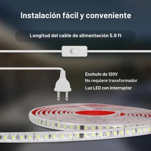 Vista 5 de Tiras de Luces LED de CA 120V de 3.28 Pies Blanco Cálido con Enchufe de EE.UU. 1M Luces LED Cortables SMD 2835 de 110 Voltios Cintas de Luces LED