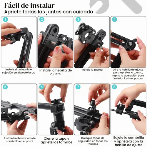 Vista 4 de Shinylin 2 paraguas de playa con abrazadera universal ajustable UPF 50+ apertura y cierre automático resistente al viento paraguas de golf portátil
