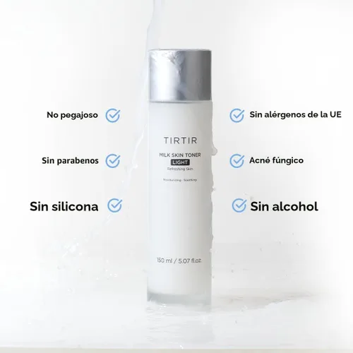 Vista 5 de TIRTIR Milk Skin Toner Light Hidratación instantánea con 4% de niacinamida, minimizador de poros, tóner vegano para piel propensa al acné
