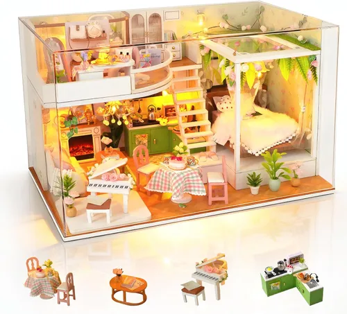 Vista 10 de Kit de casa en miniatura de bricolaje, kit de construcción de casa pequeña