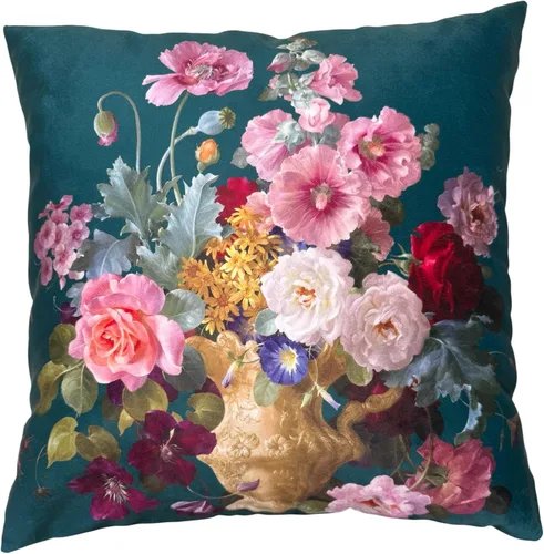 Vista 11 de Funda de cojín floral ligera de lujo, 18 x 18 pulgadas, pintura al óleo retro victoriana de doble cara, fondo negro, flor vibrante, funda de cojín