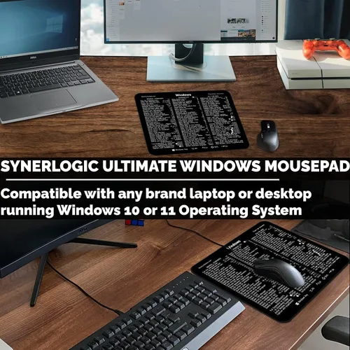 Vista 5 de Synerlogic Windows 10/11 Ultimate Keyboard Shortcut Guía de referencia Mousepad V2.0 (negro)