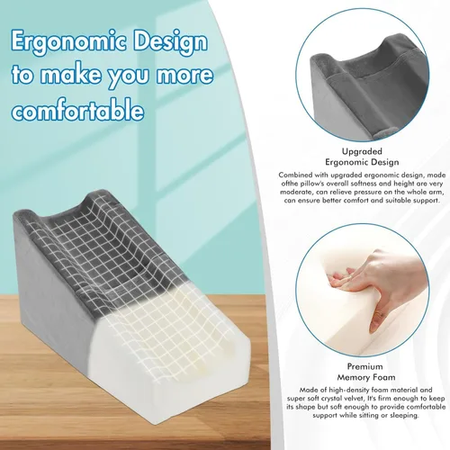 Vista 2 de Almohada de elevación de brazo con 2 bolsillos, almohada de elevación de cuña de brazo excelente, almohada ergonómica de apoyo para codo