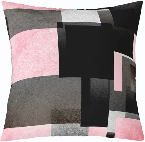 Vista 17 de Paquete de 4 fundas de almohada para exteriores, color rojo burdeos, juego de fundas de cojín geométricas cuadradas de color marrón y gris