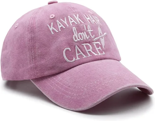 Vista 3 de Gorra de béisbol ajustable lavada con diseño de Kayak Hair Don't Care para mujer