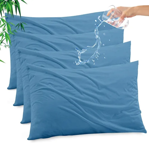 Vista 21 de Funda de almohada impermeable de bambú y rayón de Gogreen, funda de almohada transpirable, protector de almohada refrescante con cremallera, funda
