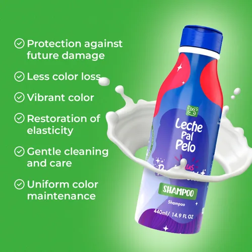 Vista 4 de Leche Pal Pelo Protection Plus - Champú hecho sin sulfatos para cabello teñido - Limpieza suave con arroz, proteína de quinua - 14.9 oz