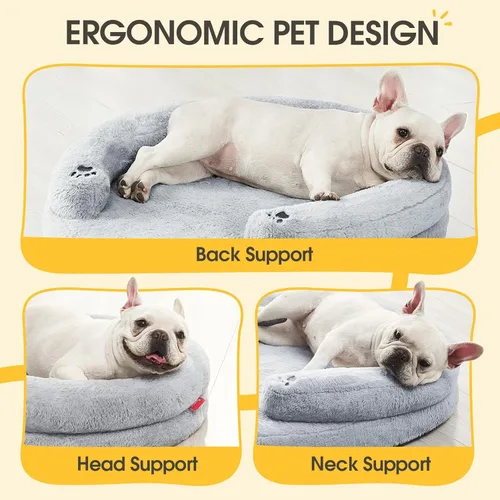 Vista 6 de BurgeonNest - Cama ortopédica para perros grandes, sofá suave impermeable con almohada, cama con respaldo, funda extraíble y lavable, base