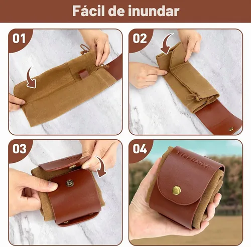 Vista 6 de Bolsa de forrajeo de lona encerada para acampar al aire libre, bolsa de forrajeo resistente al agua, plegable, de hongos marrones, bolsa